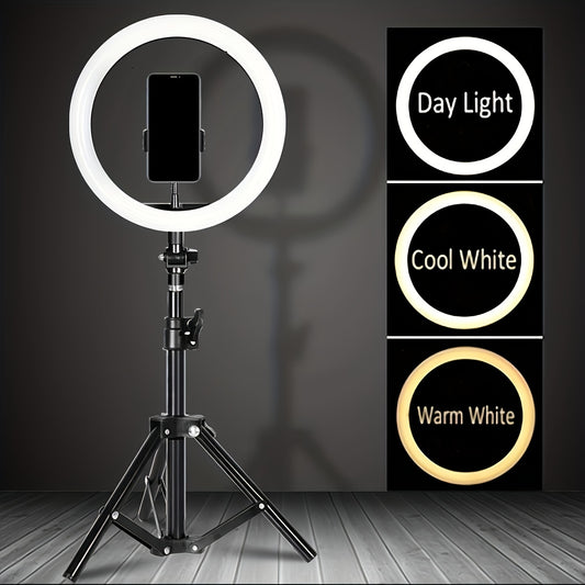 1 Pack Selfie Ring Fill Light, With Tripod Stand Light, Mobile Circular Lamp Light For Video Shooting Studio Photo Makeup Meeting Group Selfie Live Streaming