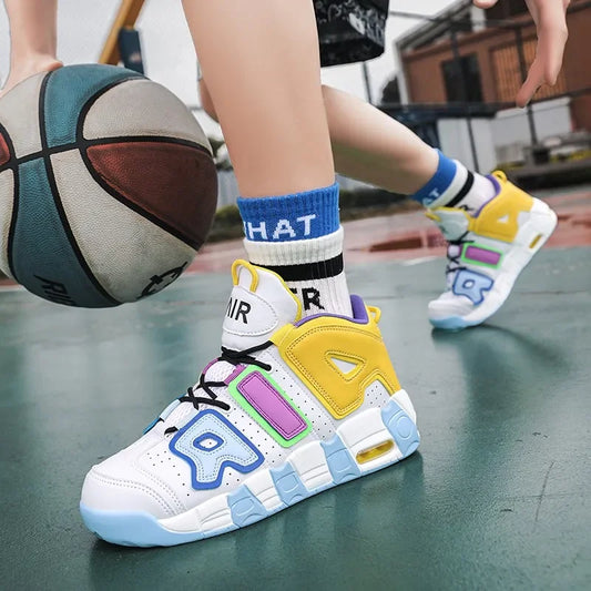 Chaussures de basket-ball montantes pour hommes et femmes, chaussures de sport à plateforme, baume à l'air, baskets décontractées, mode